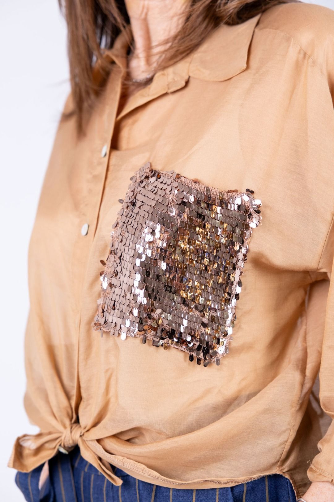 Tensione In - Camicia con tasca paillettes