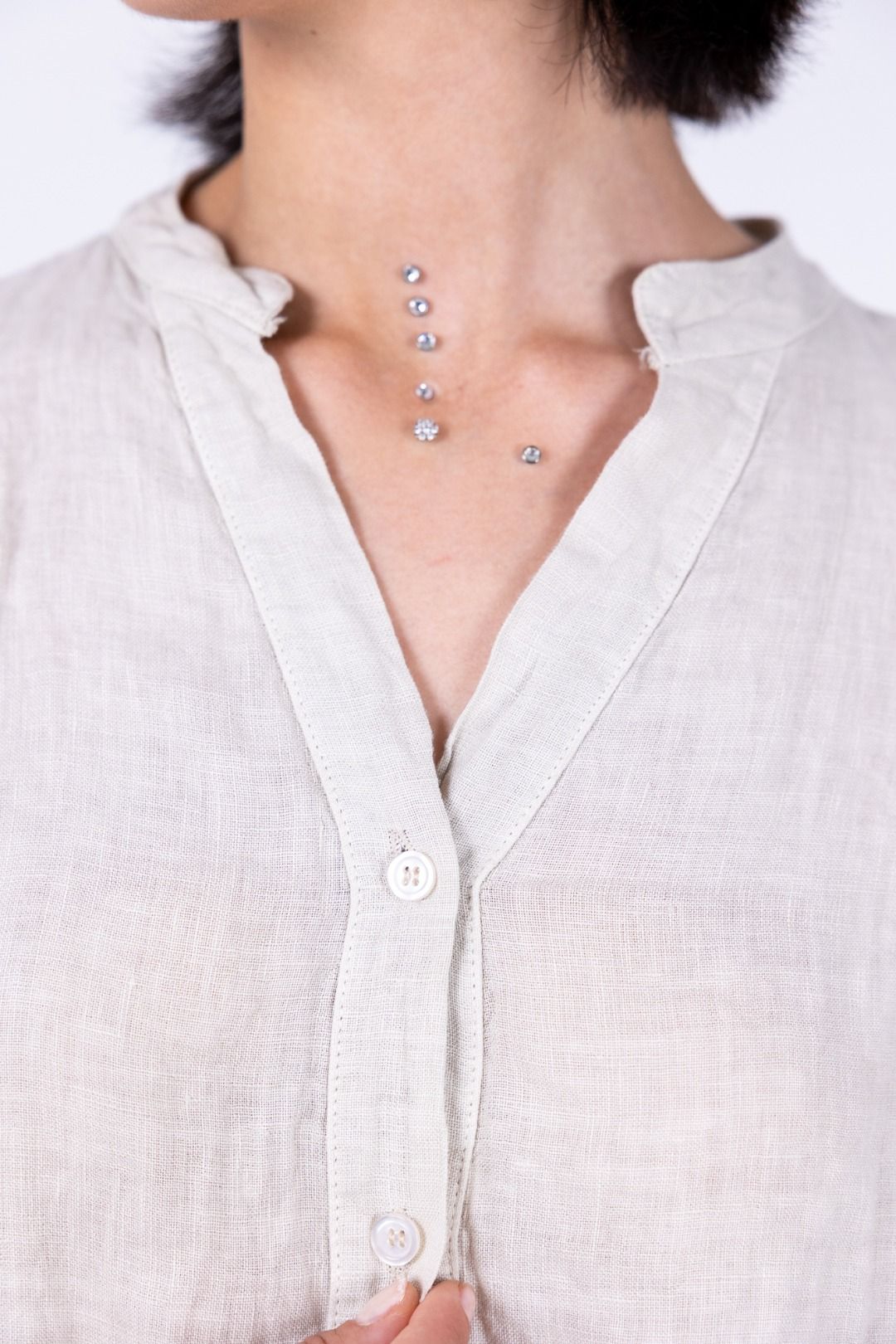 Susy Mix - Camicia collo coreana in lino