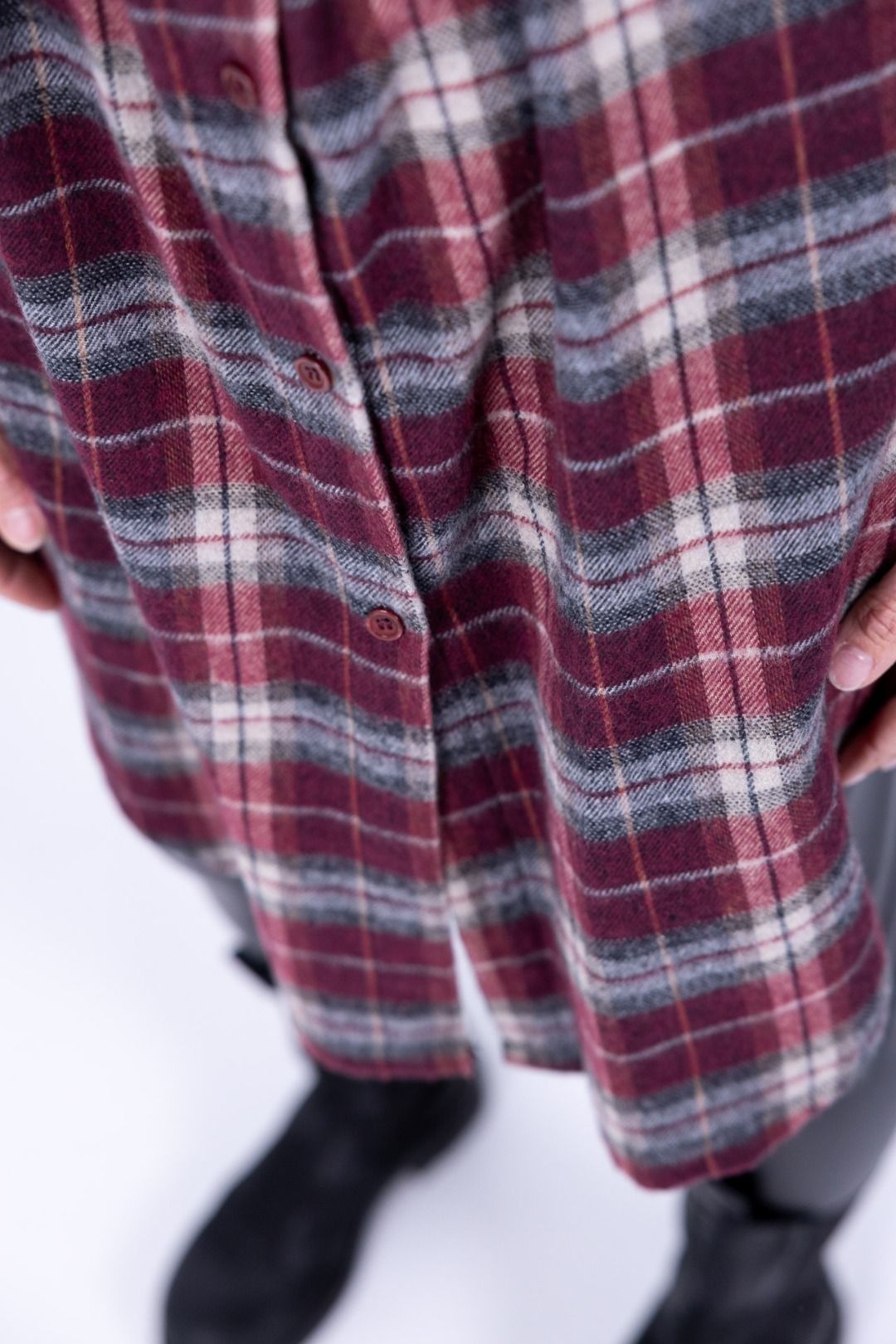 Susy Mix - Camicia quadri con cintura bordeaux