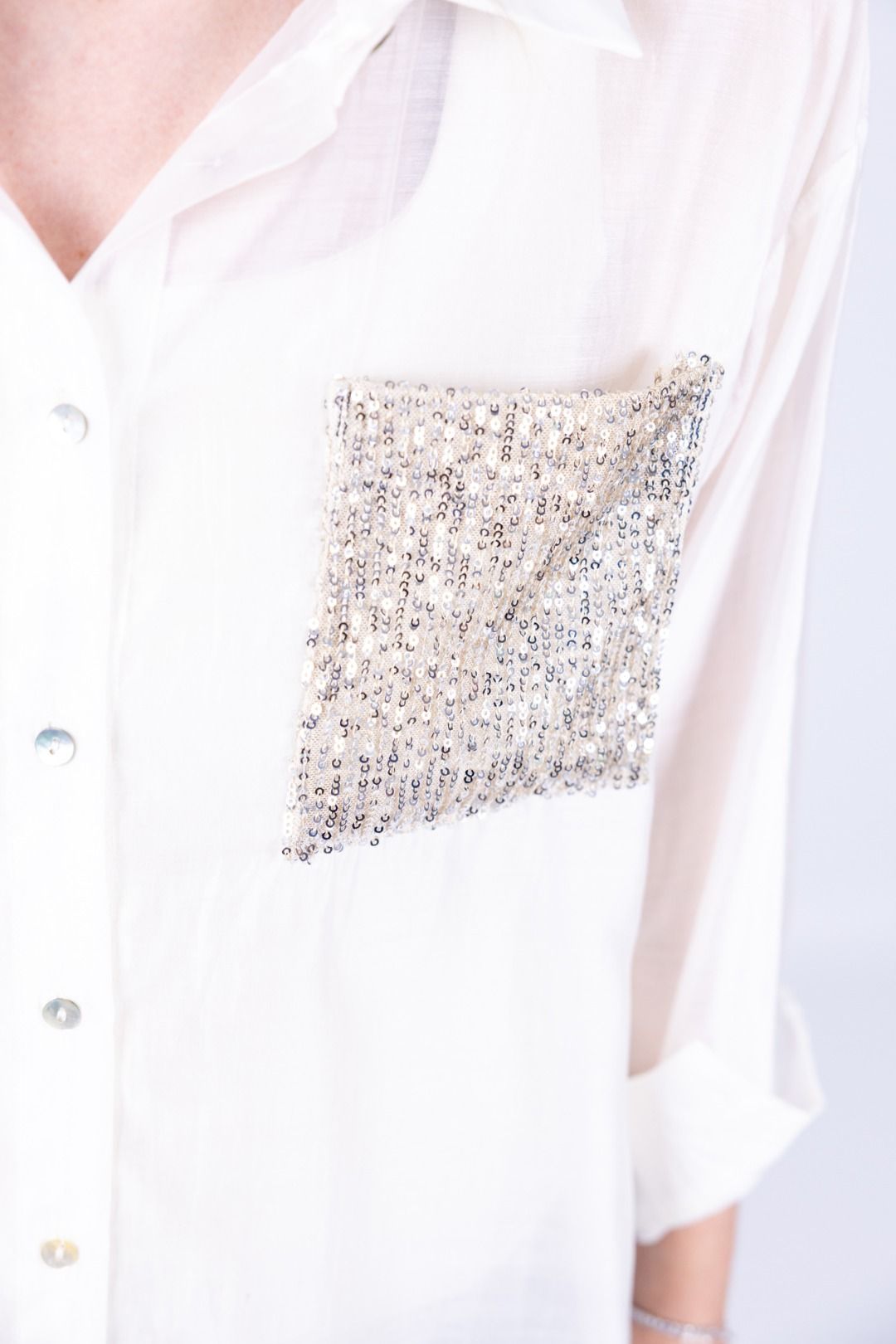 Susy Star - Camicia con tasca in paillettes