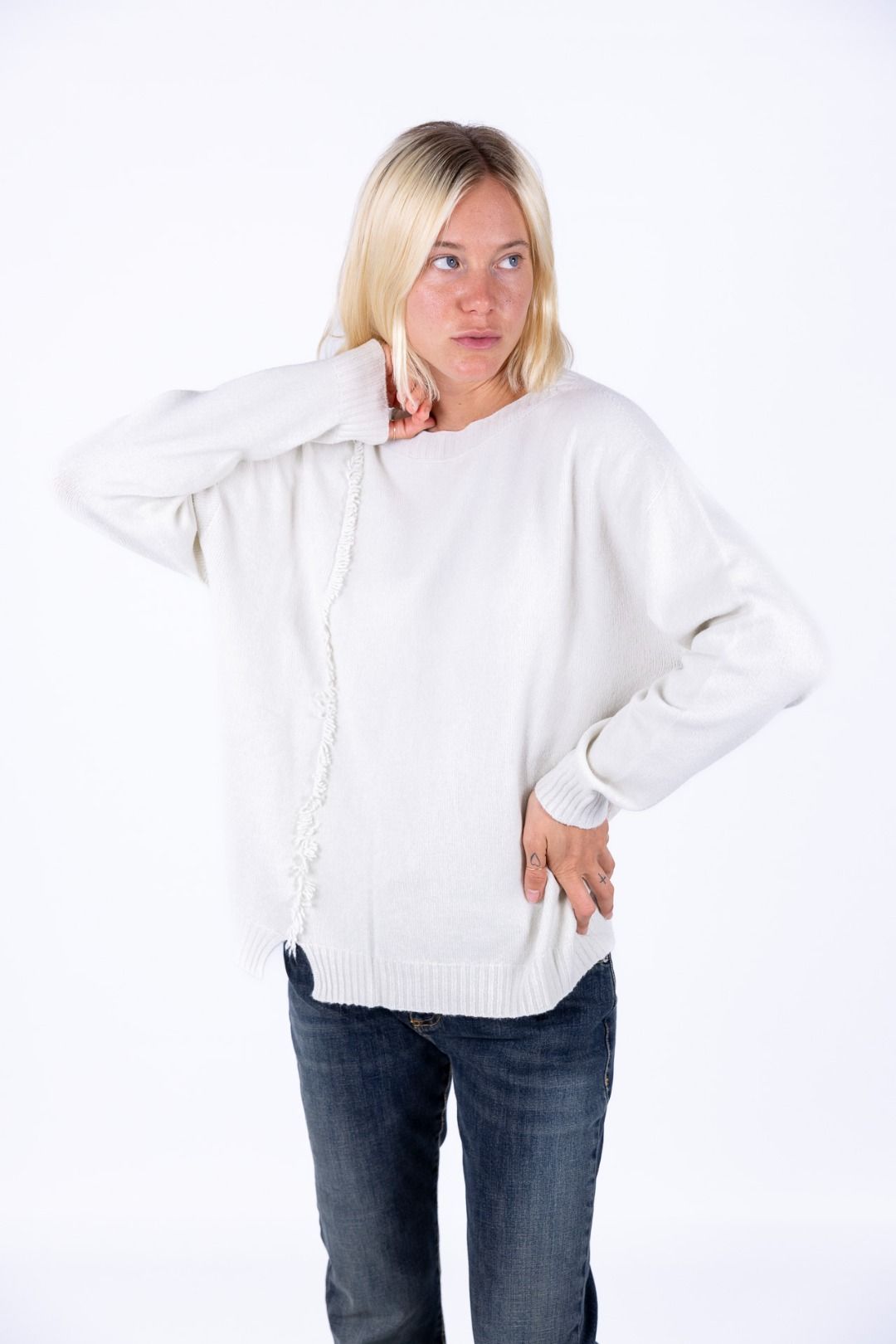 Arvs - Maglia barchetta con frangia verticale