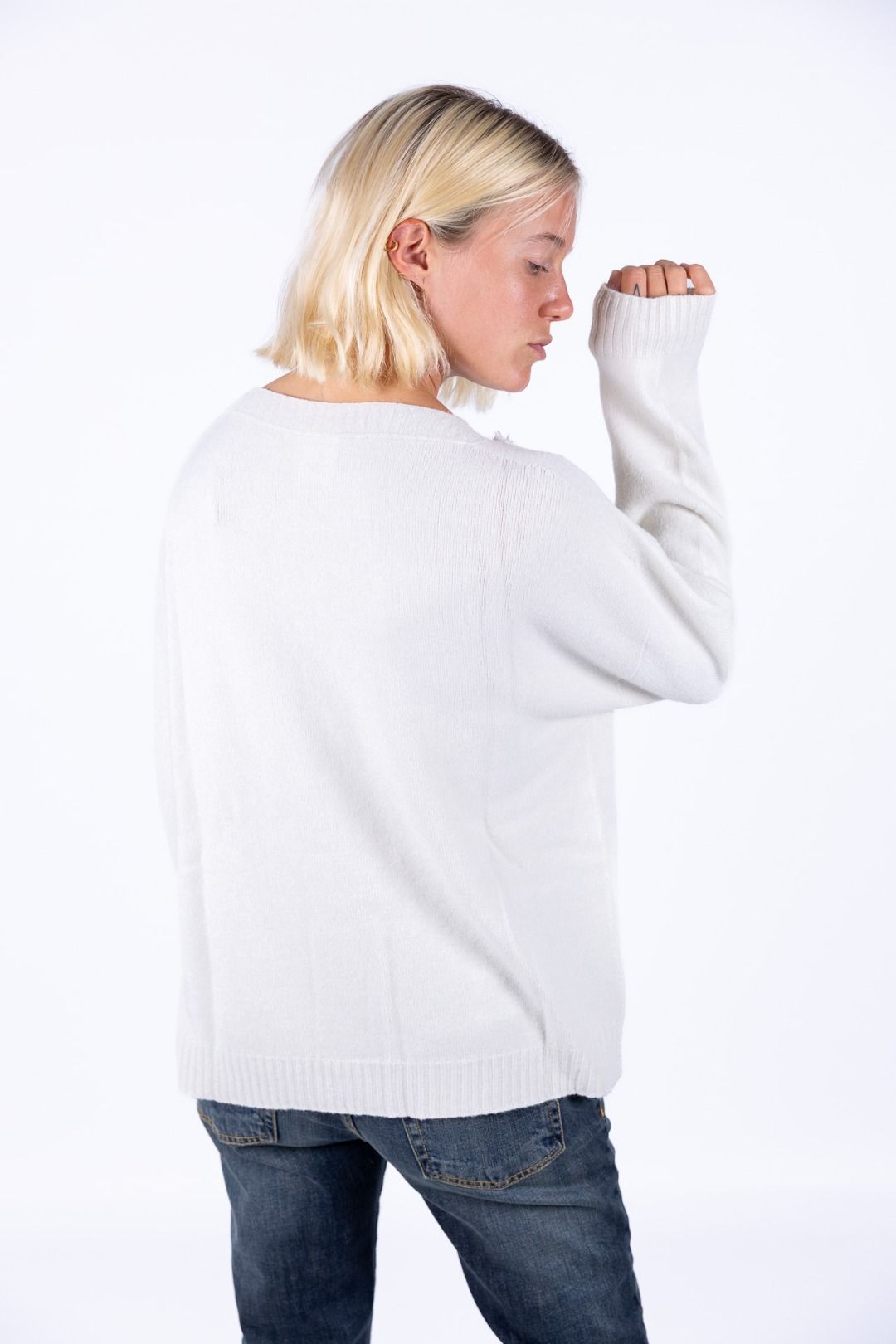 Arvs - Maglia barchetta con frangia verticale