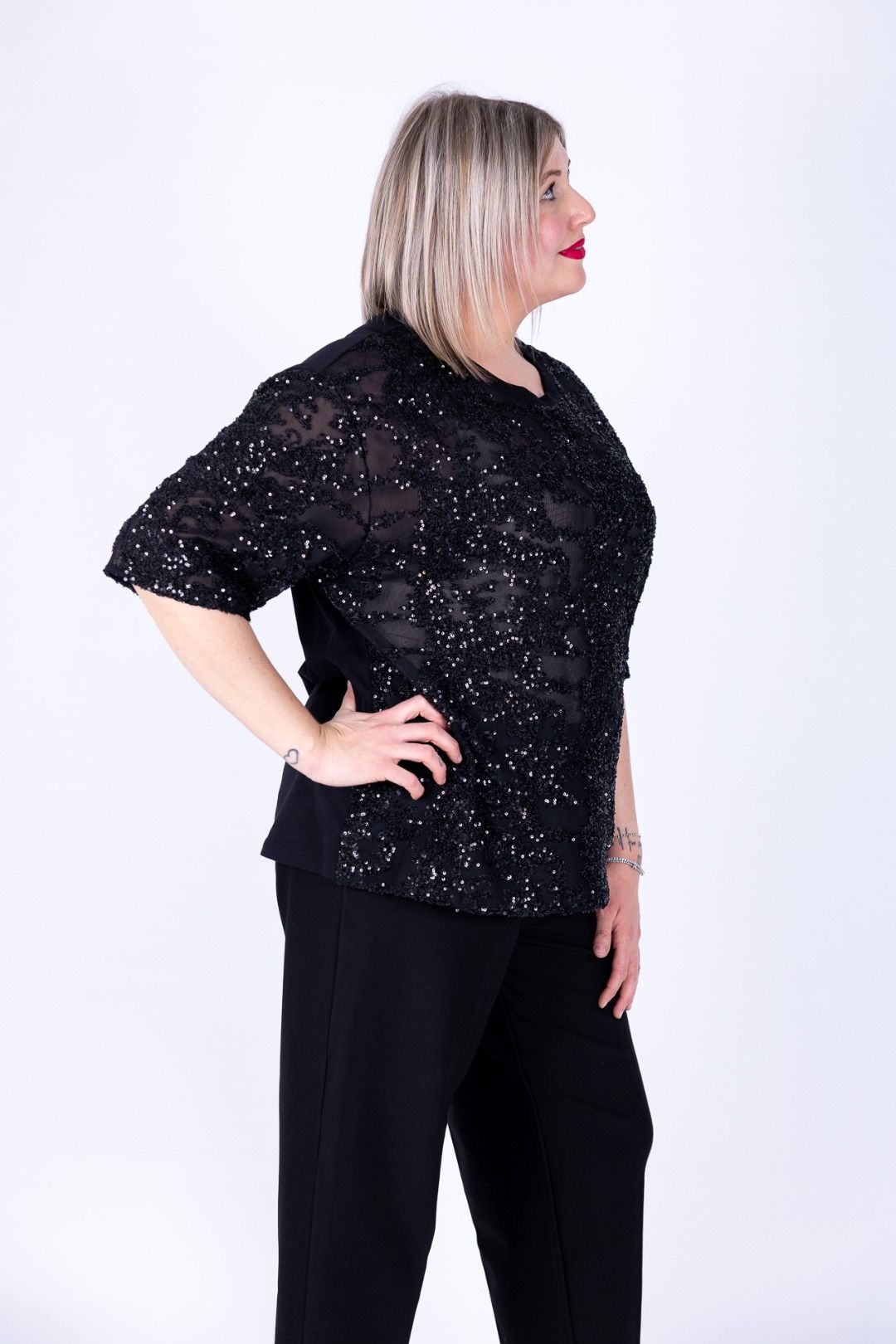 Dejavu - Maglia spacchetti con paillettes