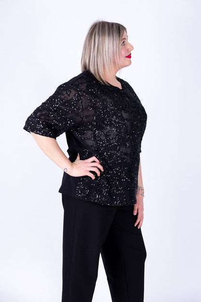Dejavu - Maglia spacchetti con paillettes