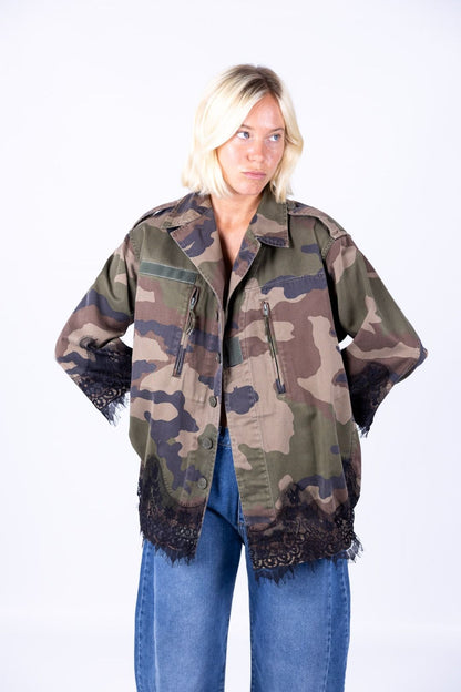 Tensione In - Giacca camouflage con pizzo