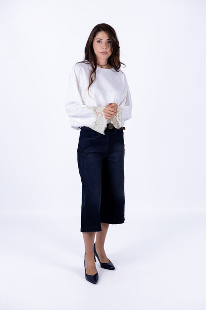 Tensione In - T-Shirt manica lunga polsino in pizzo