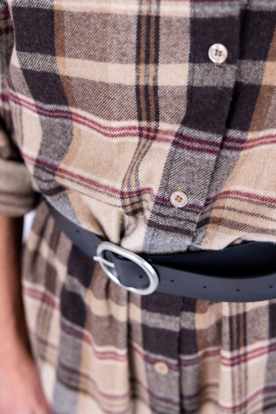 Susy Mix - Camicia quadri con cintura moro