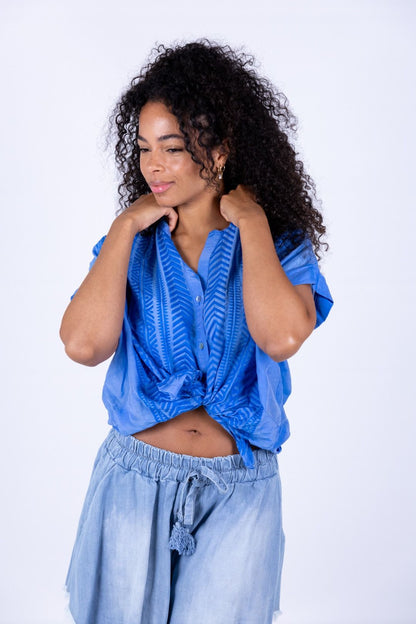 Tensione In - Camicia in mussola con ricamo m/c