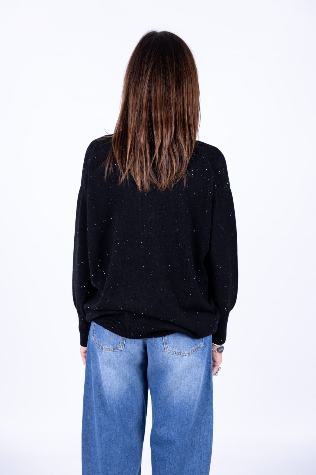 Susy Mix - Maglia scollo V in paillettes