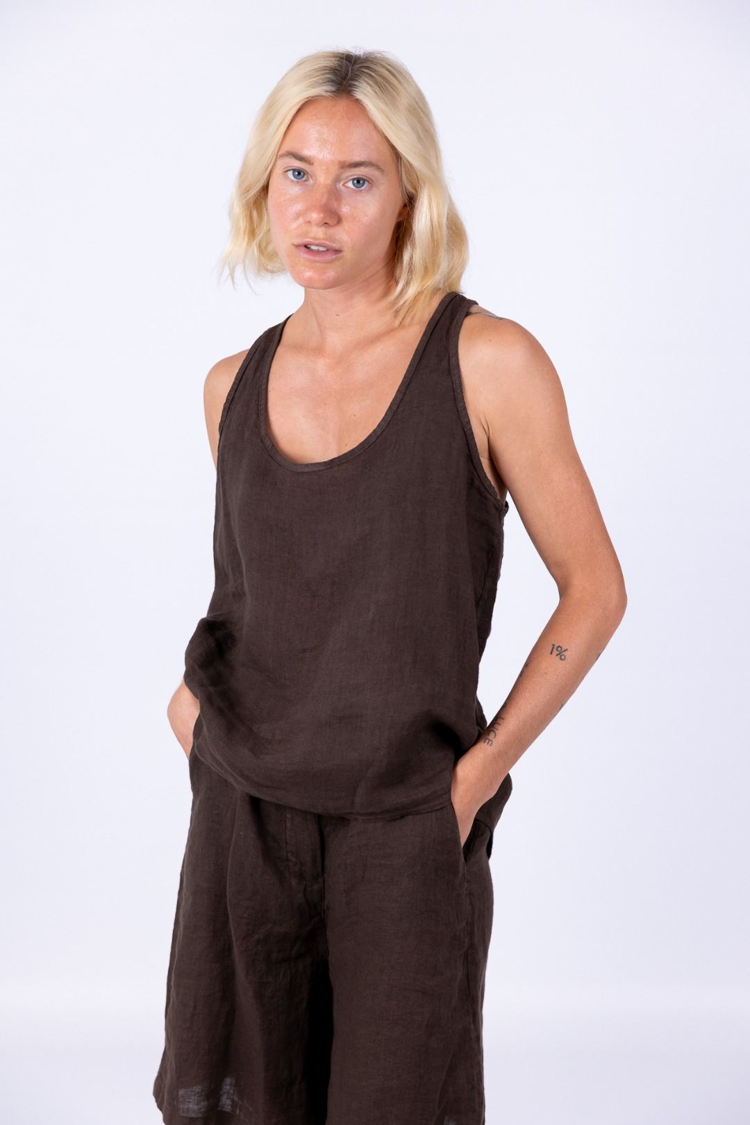 Susy Mix - Canotta bottoncini in lino