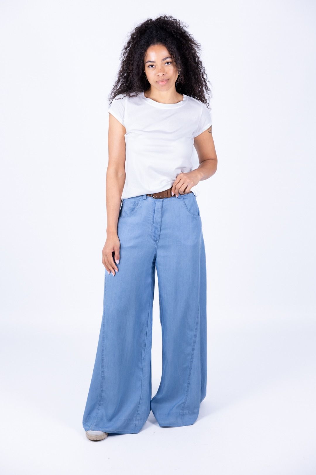 HaveOne - Pantalone palazzo chambray