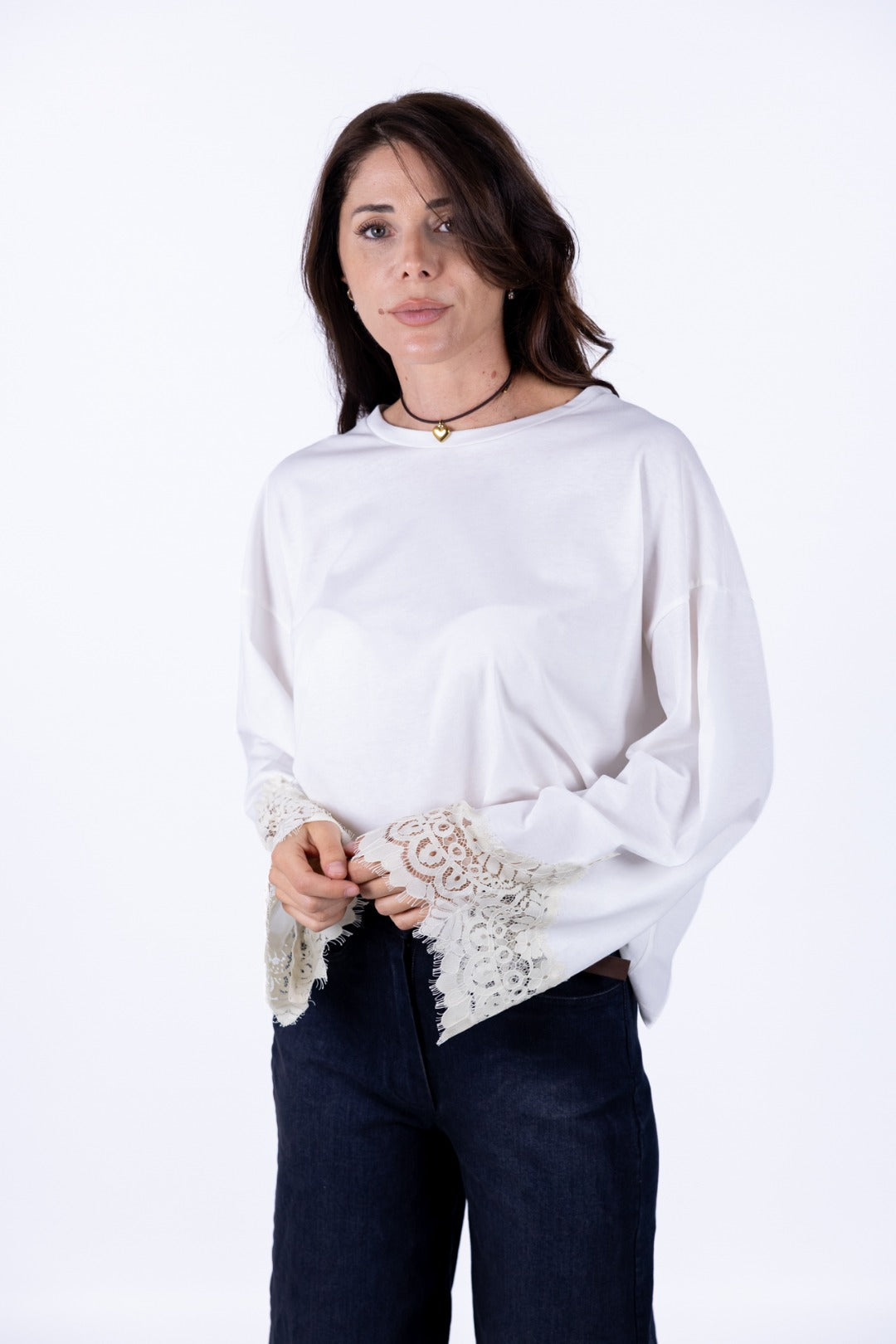 Tensione In - T-Shirt manica lunga polsino in pizzo