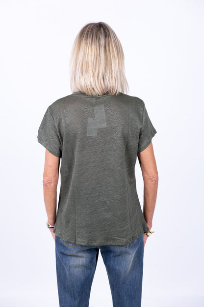 Novepuntouno - T-shirt slim in lino