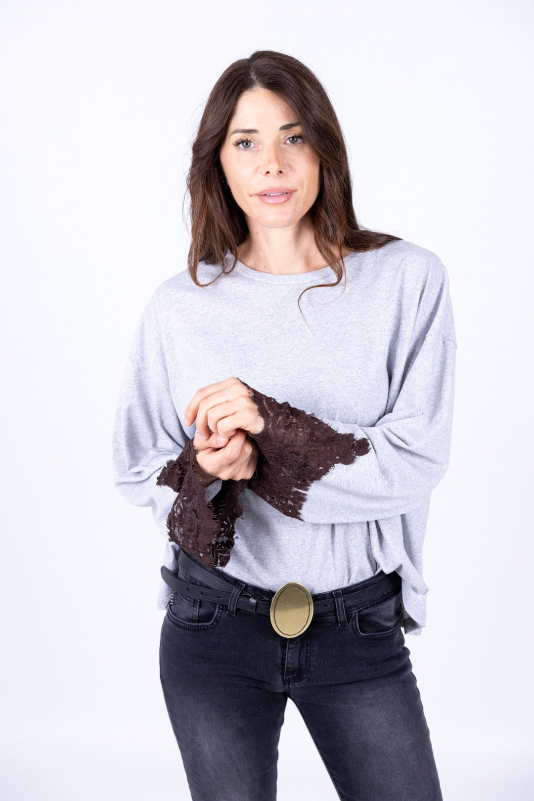 Tensione In - T-Shirt manica lunga polsino in pizzo