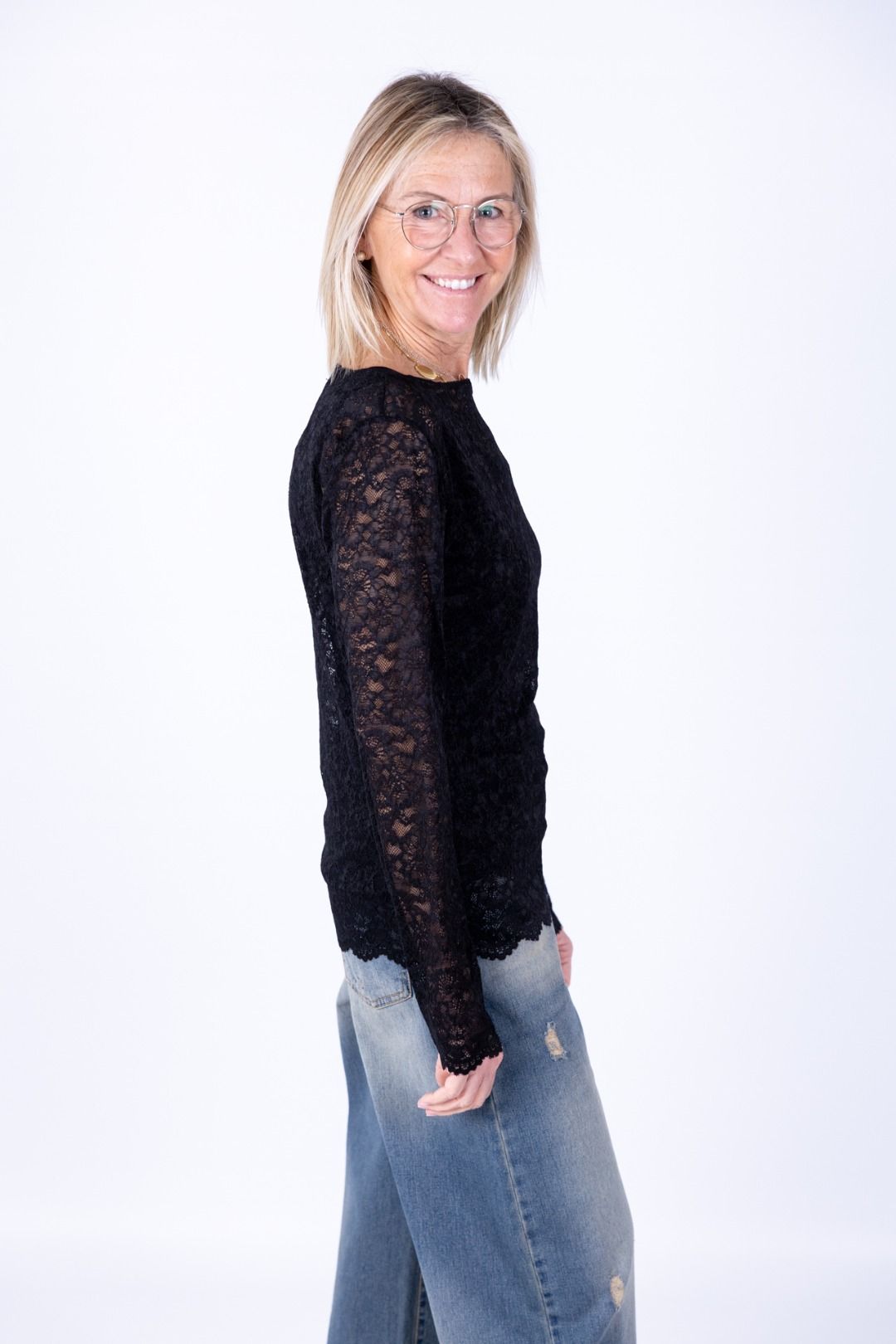 Susy Mix - Maglia pizzo collo a barchetta