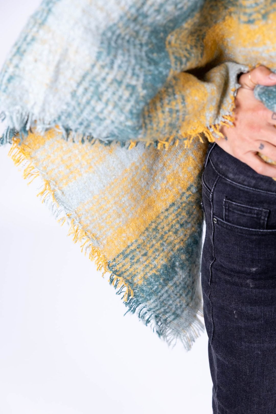 Surkana - Poncho a quadri con zip