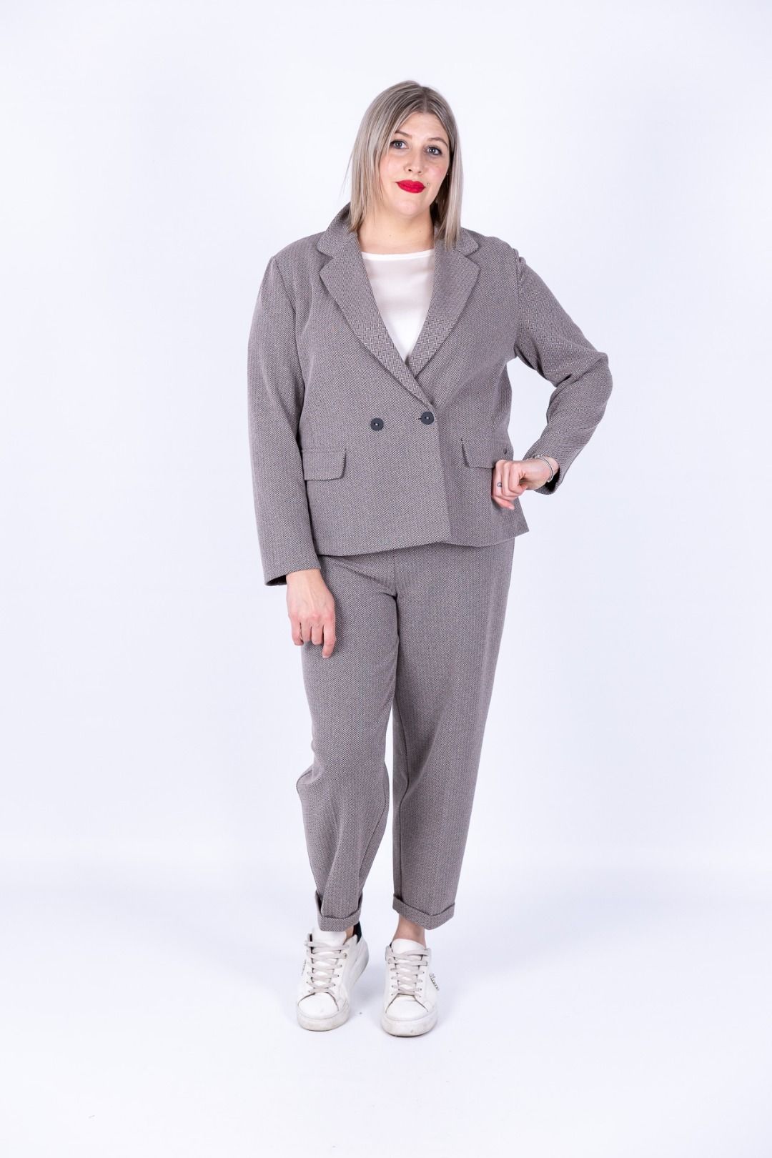 Ragno - Completo spinato curvy giacca e pantalone