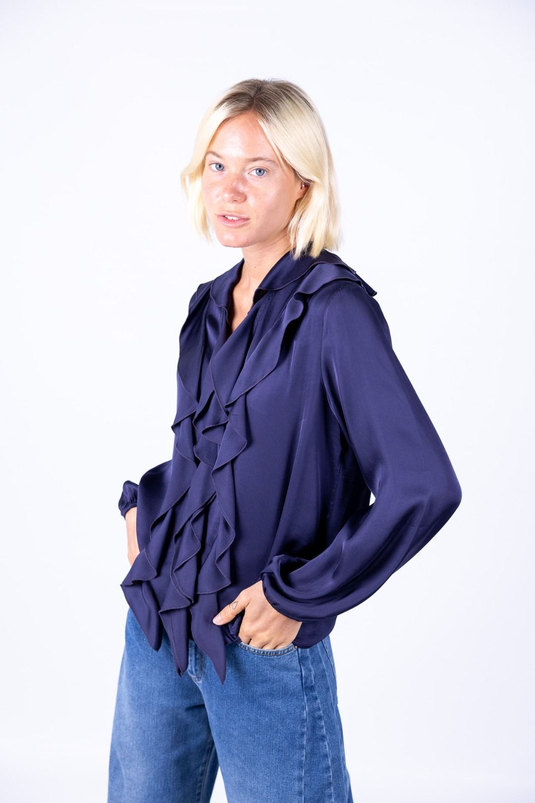 HaveOne - Camicia viscosa con Rouche
