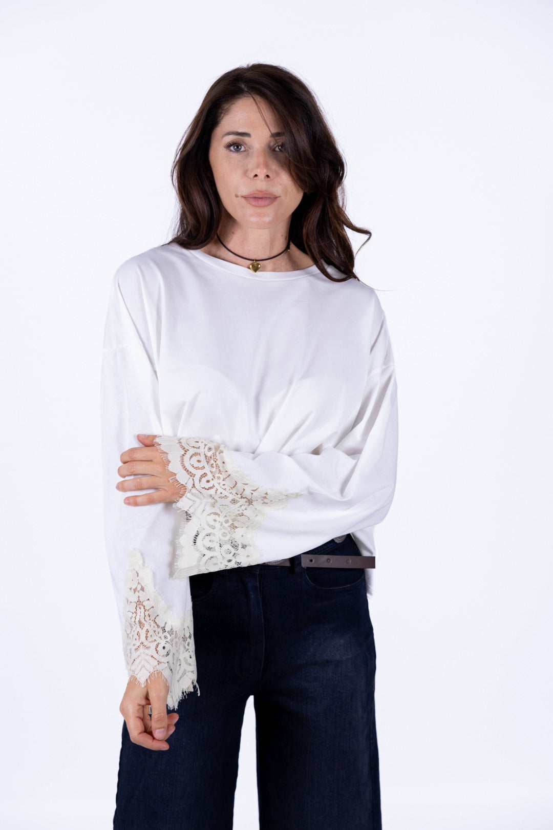 Tensione In - T-Shirt manica lunga polsino in pizzo
