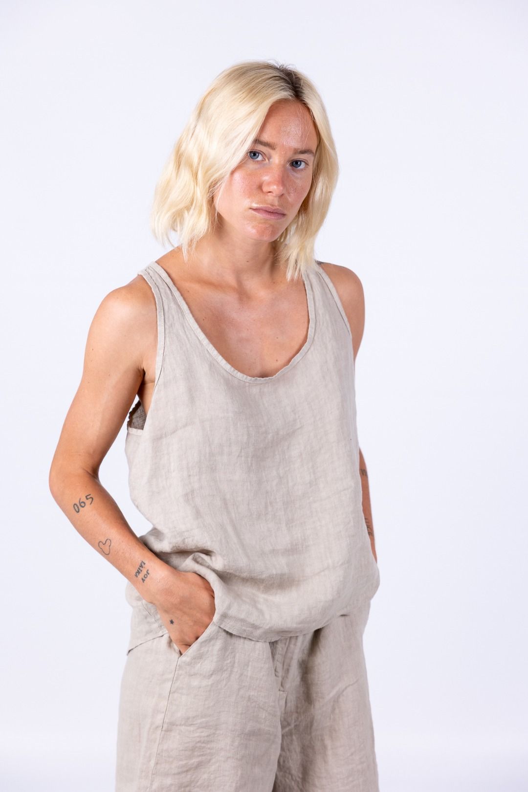 Susy Mix - Canotta bottoncini in lino