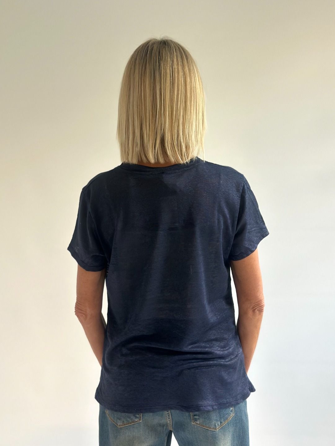 Novepuntouno - T-shirt slim in lino