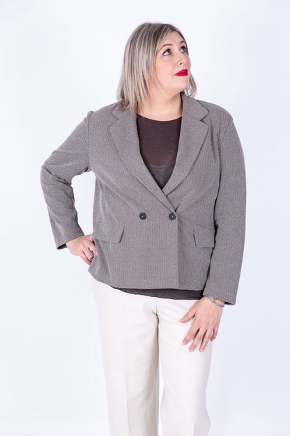 Ragno - Giacca gessata curvy doppio petto