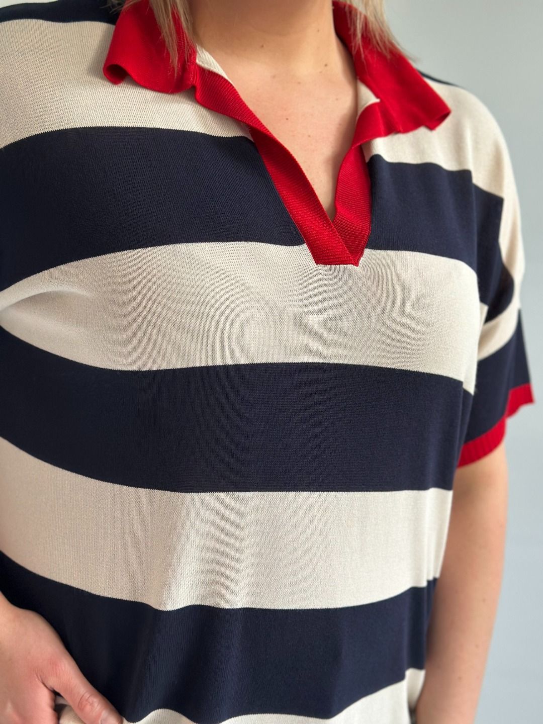 Susy Star - Maglia righe polo blu