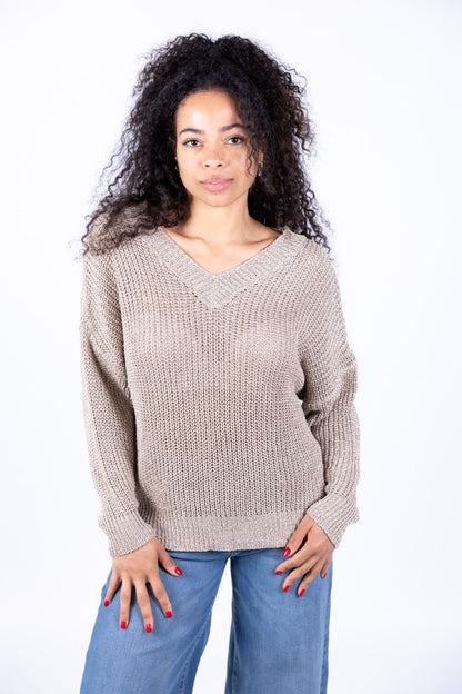 Susy Mix - Maglia lurex doppio V