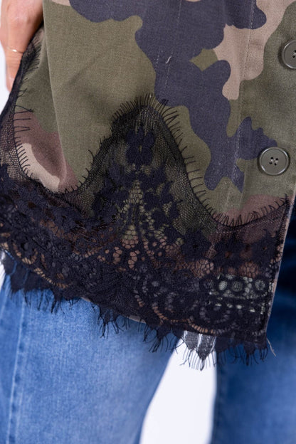 Tensione In - Giacca camouflage con pizzo