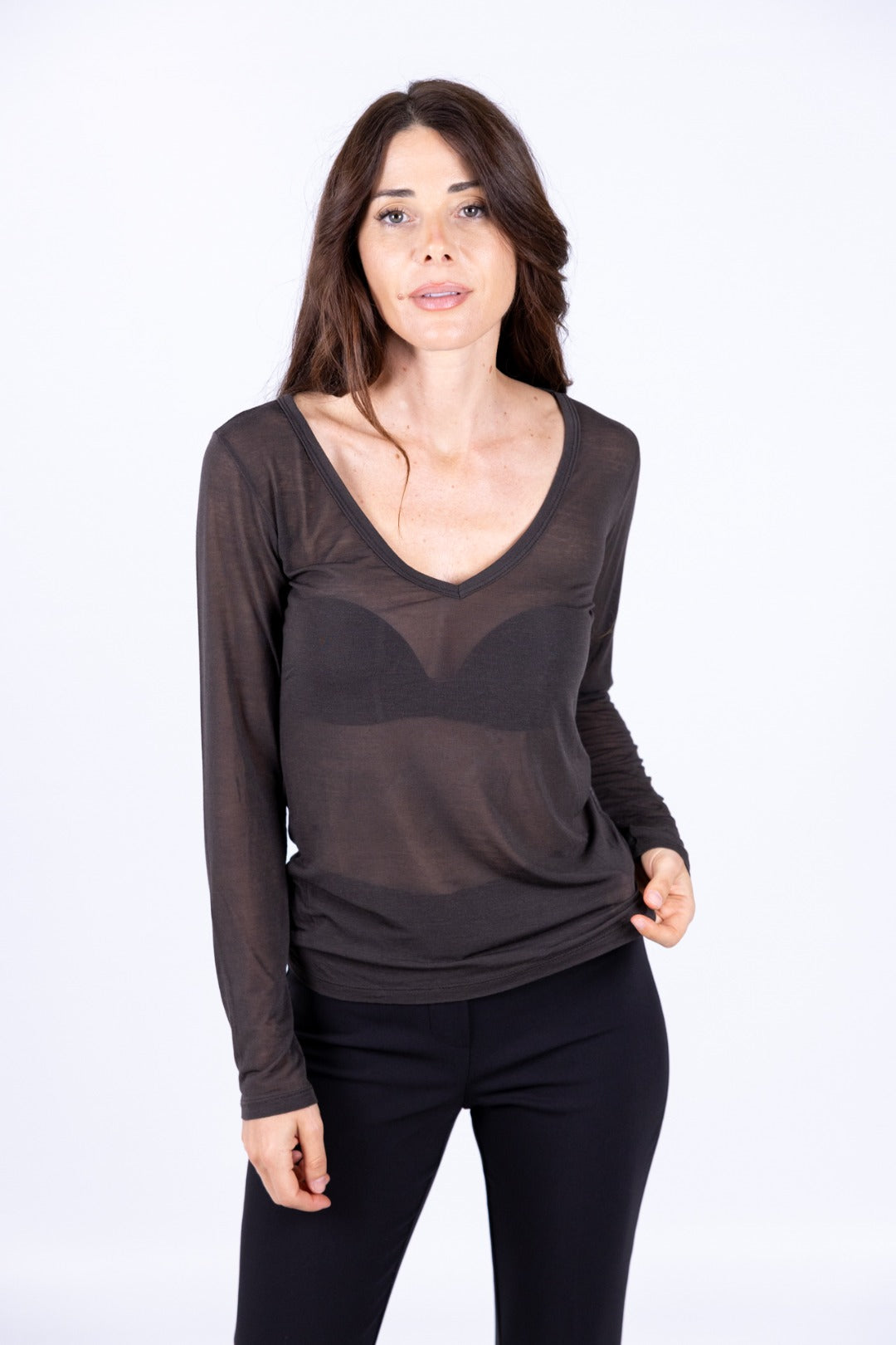 Susy Mix -  Maglia slim scollo V