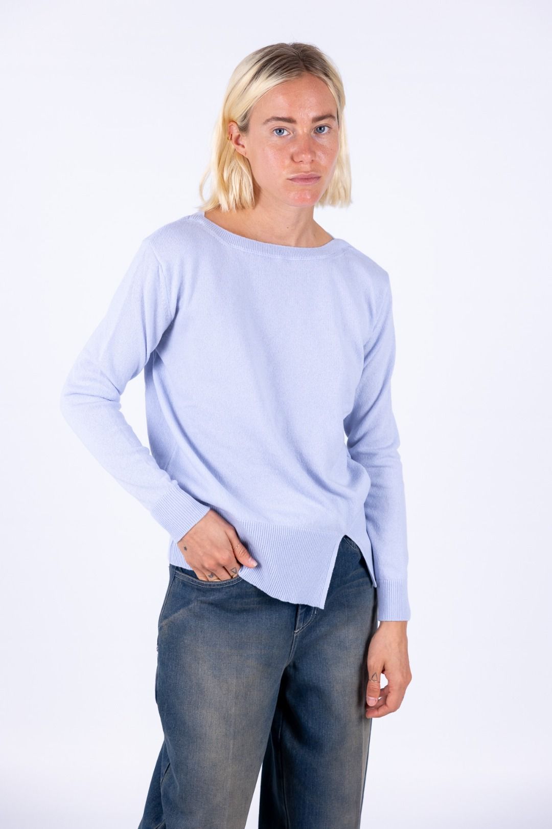 Bottega Artigiana - Maglia scollo barchetta spacchetto laterale