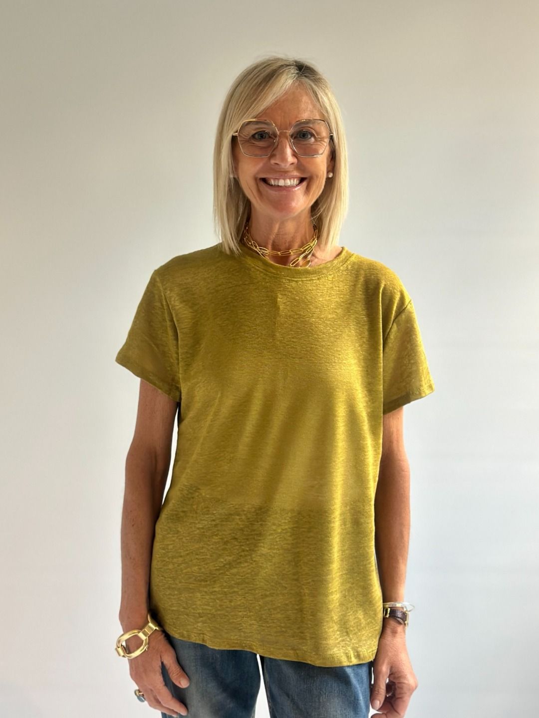 Novepuntouno - T-shirt slim in lino