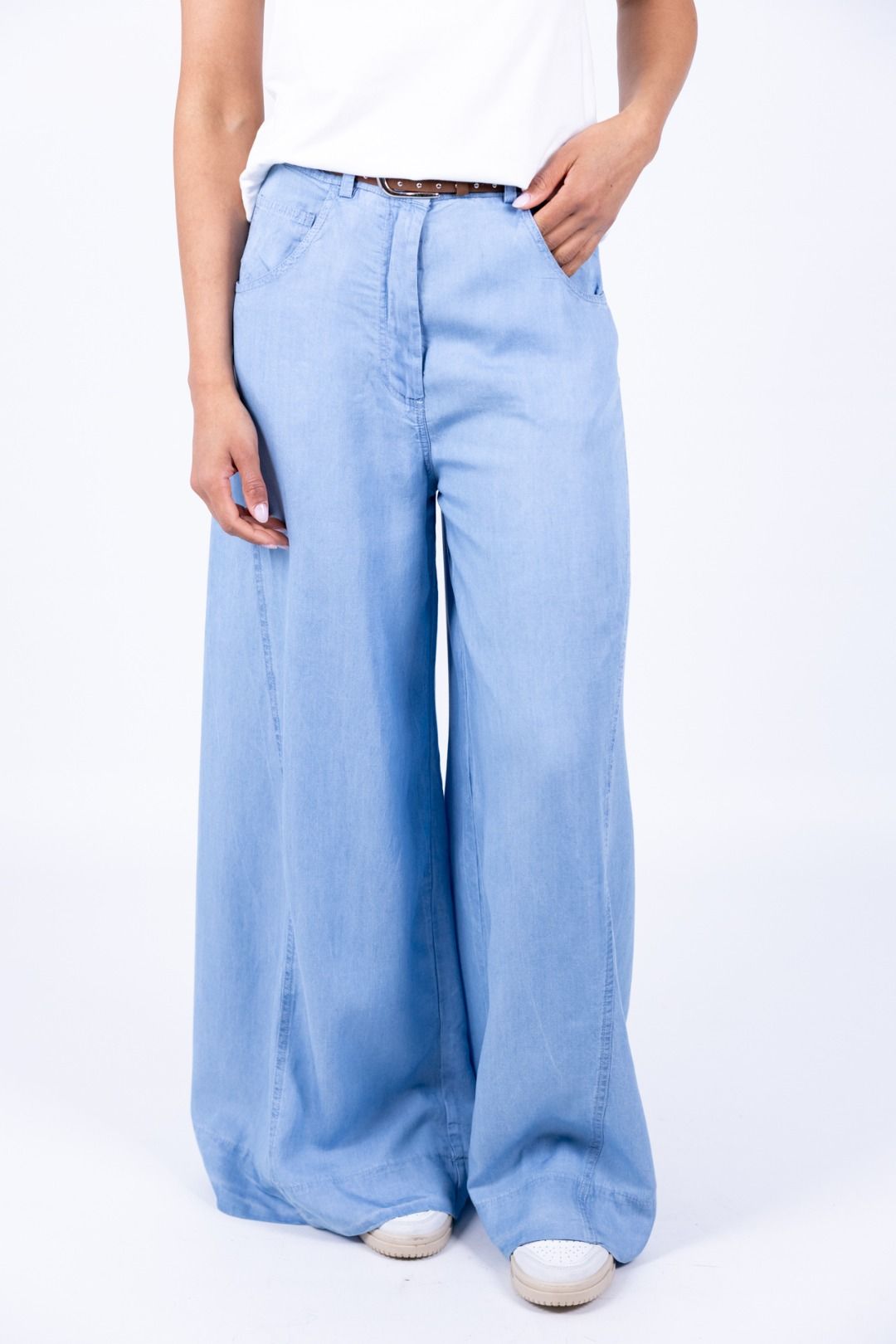 HaveOne - Pantalone palazzo chambray