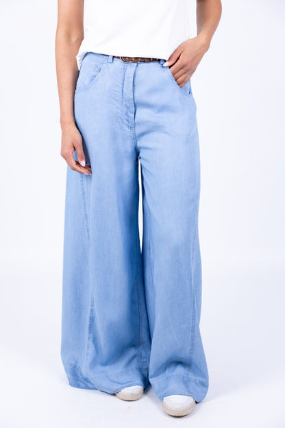 HaveOne - Pantalone palazzo chambray