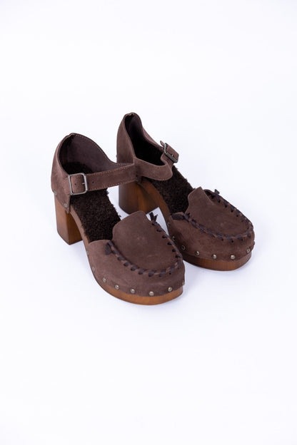 Divine Follie - Zoccolo camoscio con cinturino