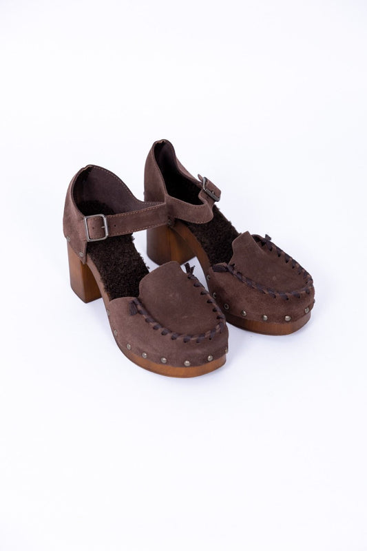 Divine Follie - Zoccolo camoscio con cinturino