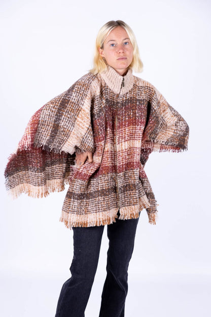 Surkana - Poncho a quadri con zip