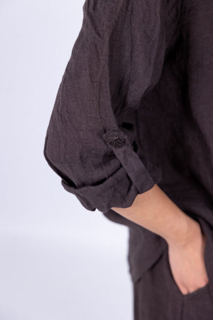 Susy Mix - Camicia collo coreana in lino