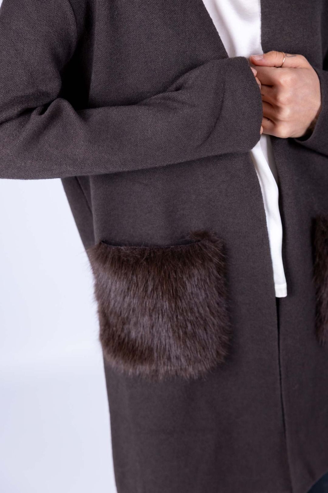 Susy Mix - Cappotto tasche ecopelliccia