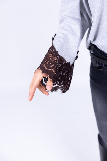 Tensione In - T-Shirt manica lunga polsino in pizzo