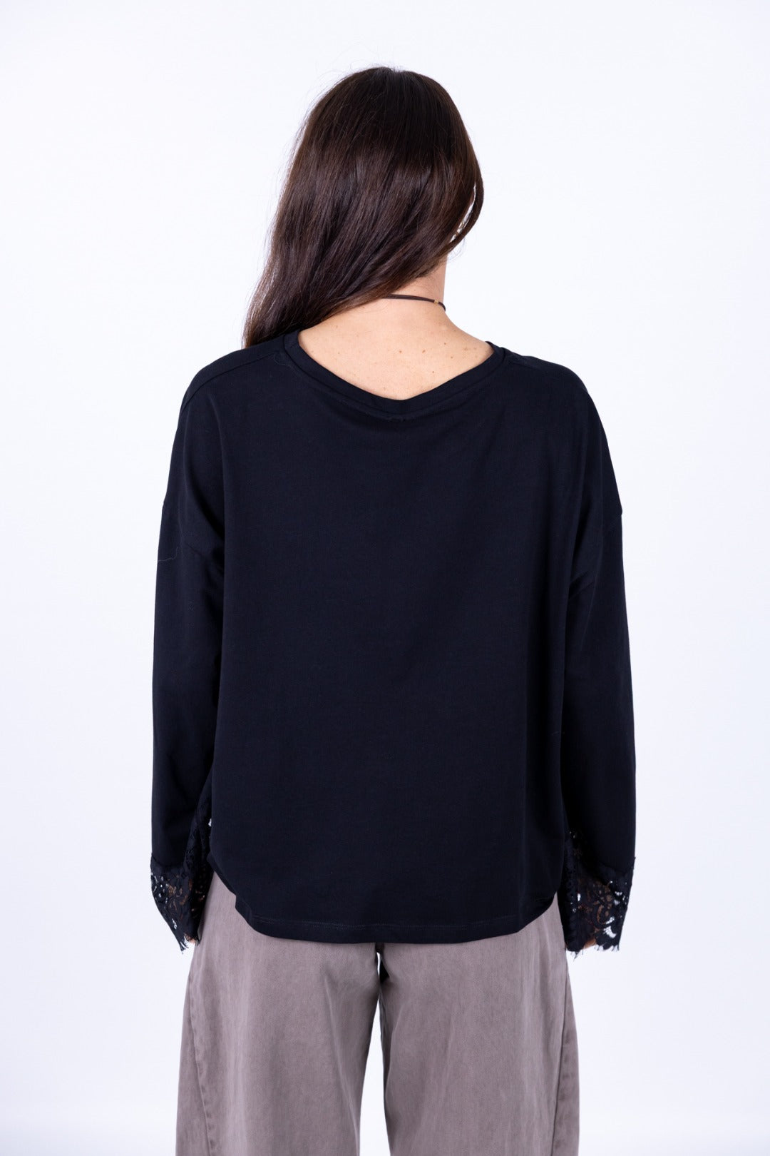Tensione In - T-Shirt manica lunga polsino in pizzo