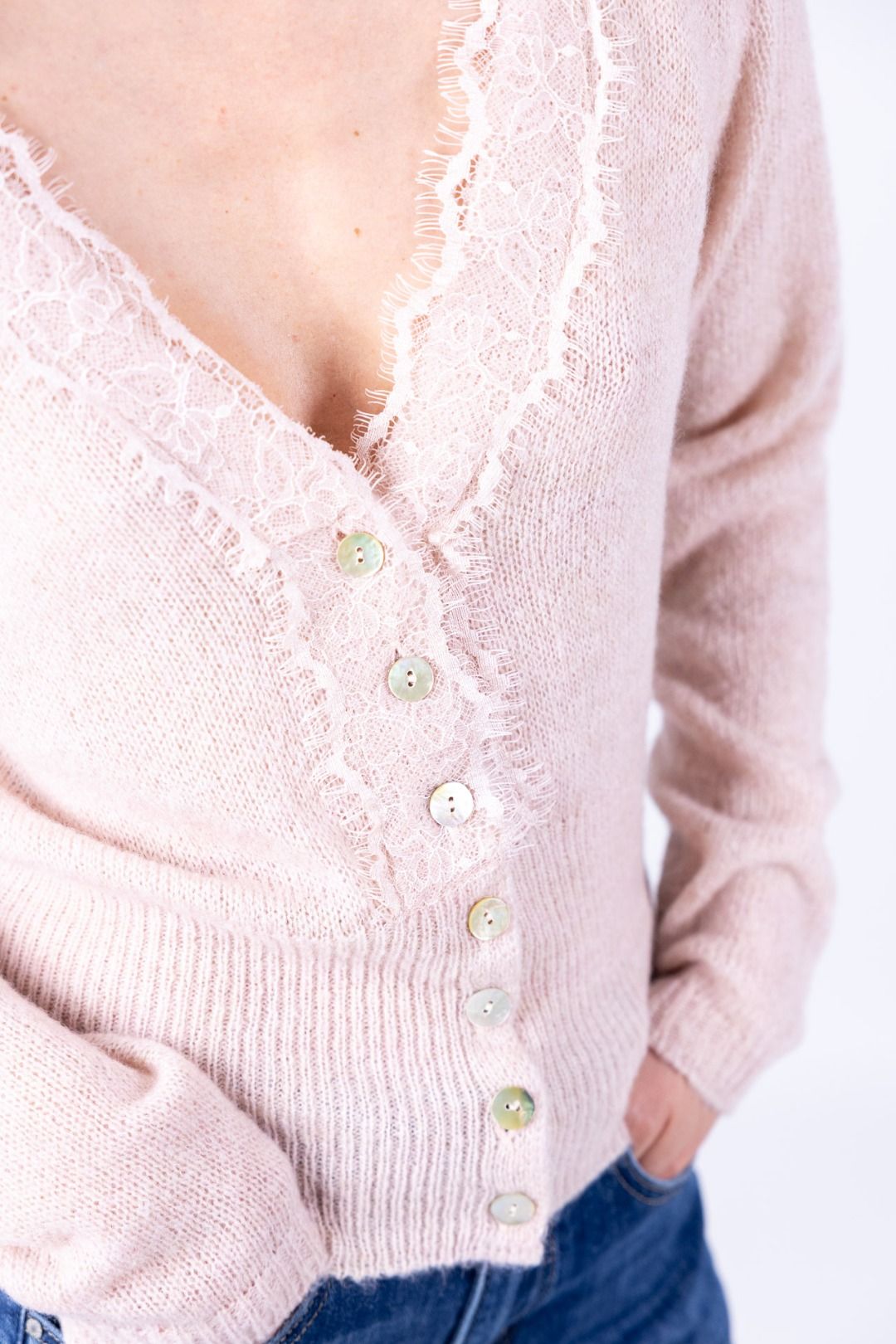 HaveOne - Cardigan con pizzo