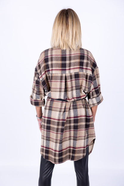 Susy Mix - Camicia quadri con cintura moro