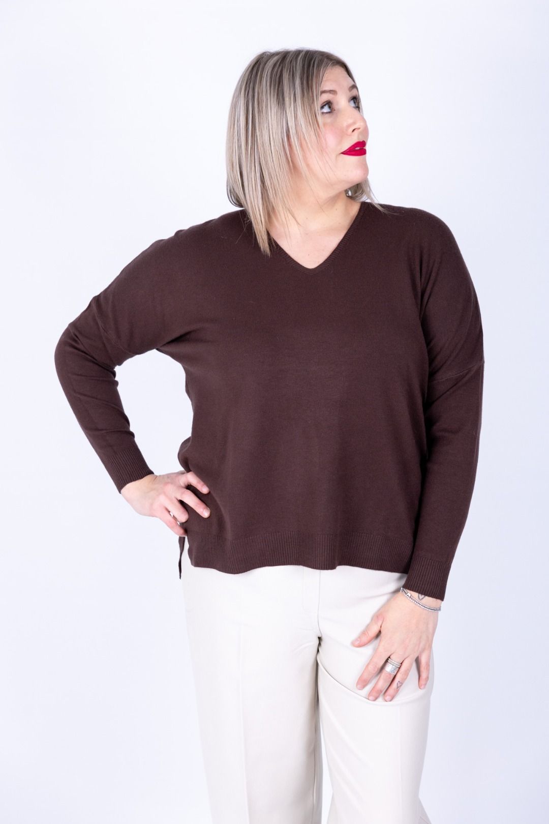 Dejavù - Maglia scollo a V con spacchetti