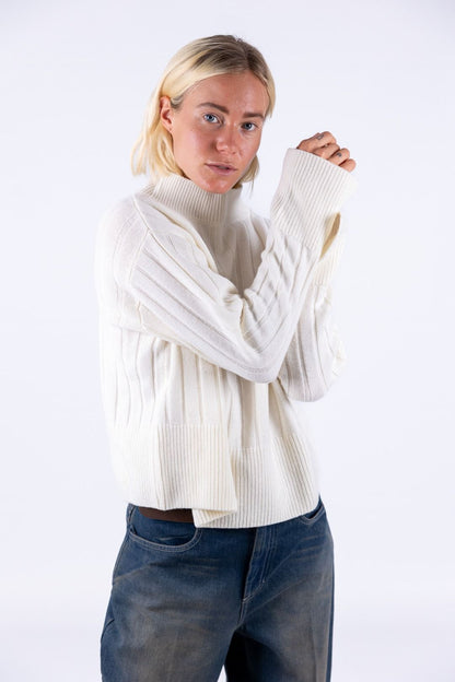 Bottega Artigiana - Maglia collo lupetto costa larga