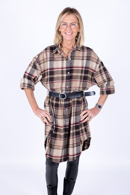 Susy Mix - Camicia quadri con cintura moro