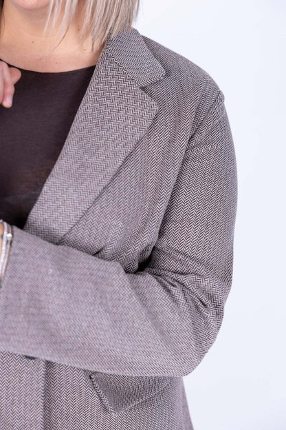 Ragno - Giacca gessata curvy doppio petto