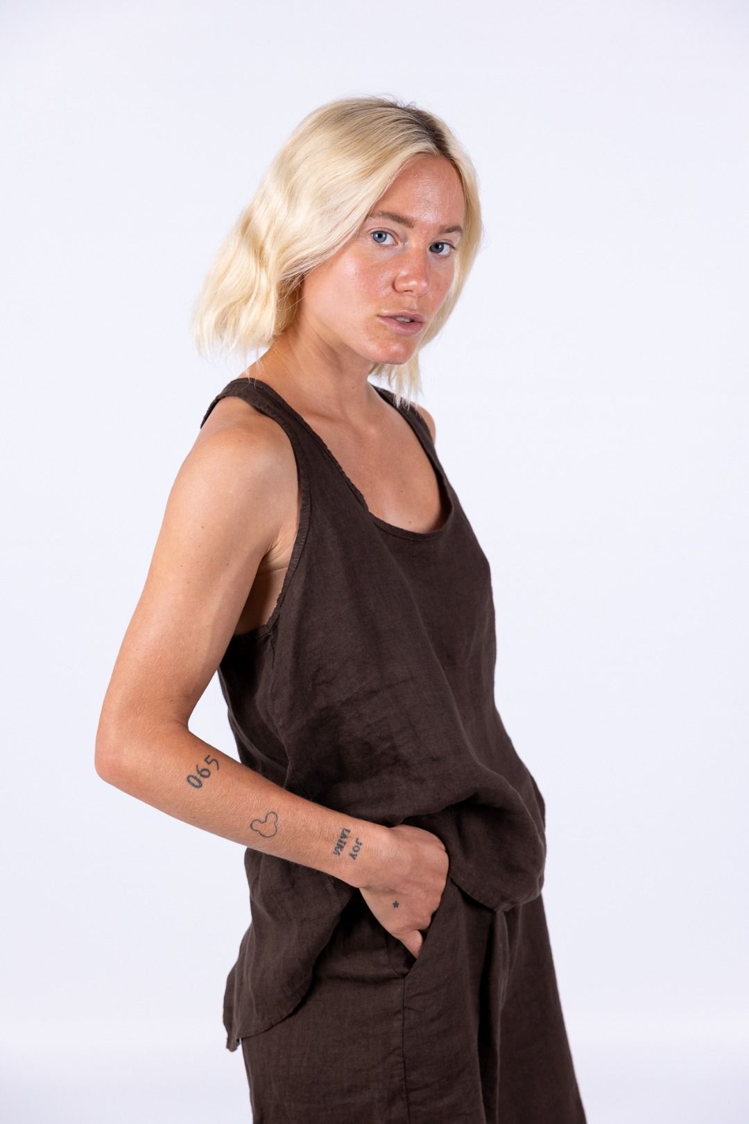 Susy Mix - Canotta bottoncini in lino
