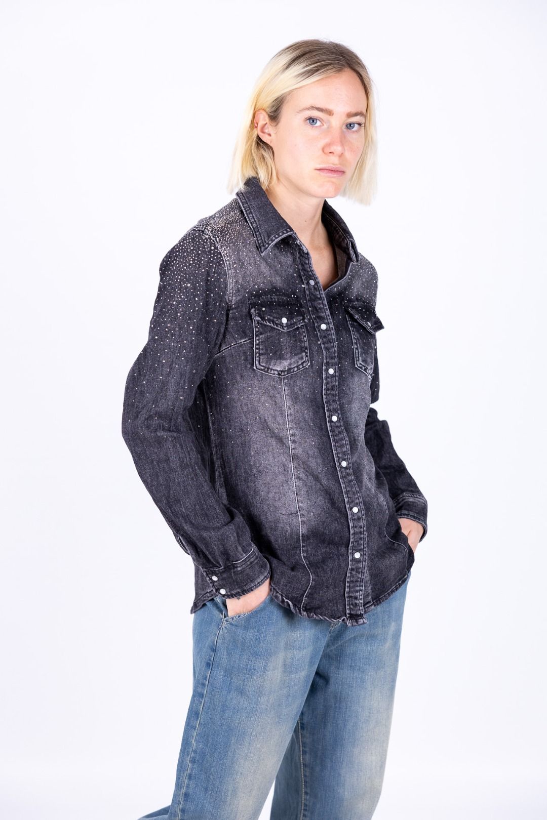 Le Streghe - Camicia Jeans strass