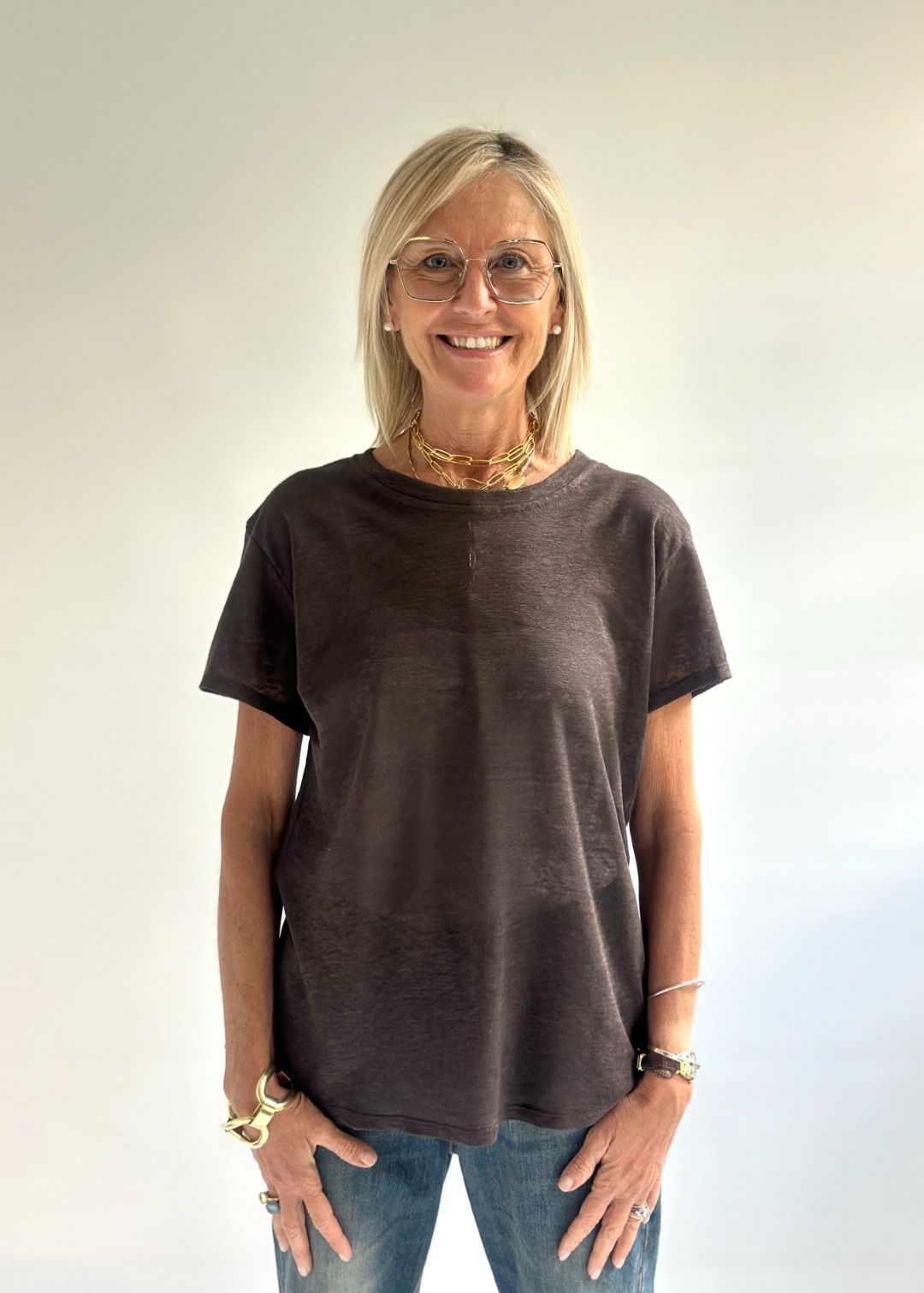 Novepuntouno - T-shirt slim in lino
